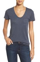 Petite Women's Caslon Relaxed Slub Knit U-neck Tee P - Grey