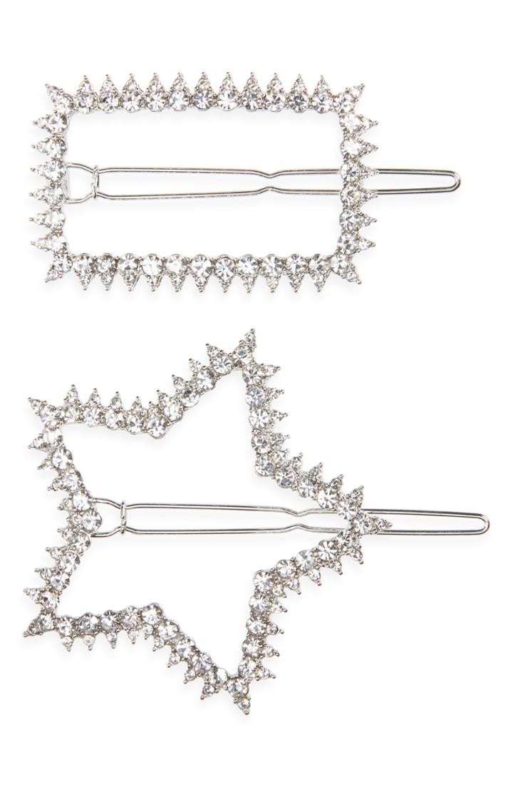 Cara 2-pack Crystal Barrettes, Size - Metallic