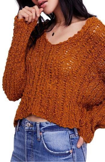 Women's Free People Beach Comber Crop Sweater - Orange