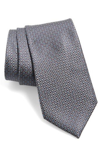 Men's Nordstrom Men's Shop Check Silk Tie, Size - Grey