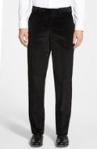 Men's Berle Flat Front Corduroy Trousers X Unhemmed - Black