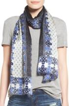 Women's Vince Camuto Floral Silk Scarf, Size - Blue