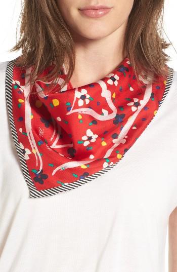 Women's Marc Jacobs Hearts & Flowers Square Silk Scarf, Size - Red