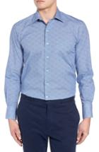 Men's David Donahue Regular Fit Microprint Sport Shirt - Blue