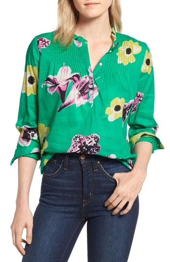 Women's J.crew Ruffle Popover Top - Green