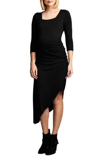 Women's Maternal America Asymmetrical Hem Nursing Dress - Black