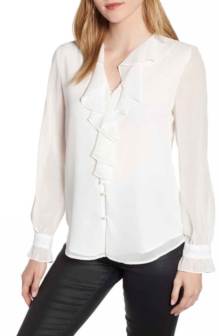 Women's Karl Lagerfeld Paris Ruffle Front Blouse - White