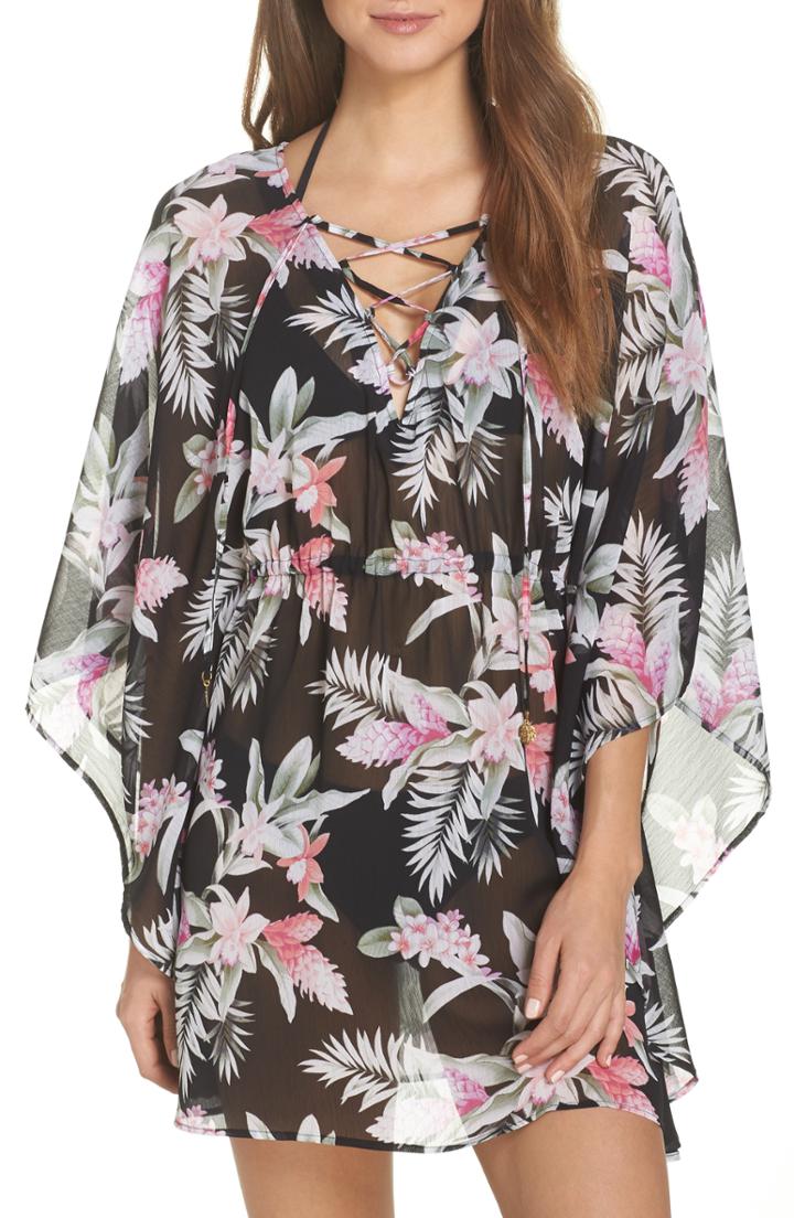 Women's Tommy Bahama Ginger Flowers Cover-up Tunic - Black