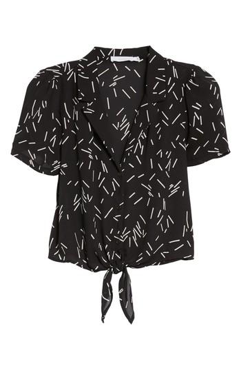 Women's Tie Front Camp Shirt - Black