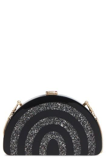 Milly Stripe Half Moon Box Clutch - Black