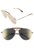 Women's Tom Ford Sean 60mm Aviator Sunglasses - Rose Gold/ Brown/ Pink Mirror