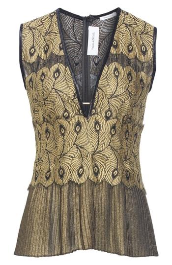 Women's Yigal Azrouel Pleated Lace Top - Metallic