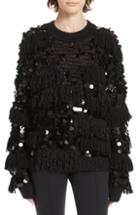 Women's Dvf Alix Fringe & Paillette Sweater - Black