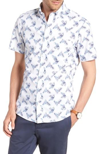 Men's 1901 Trim Fit Palm Print Sport Shirt - White