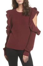Women's Bp. Ruffle Cold Shoulder Sweater - Red