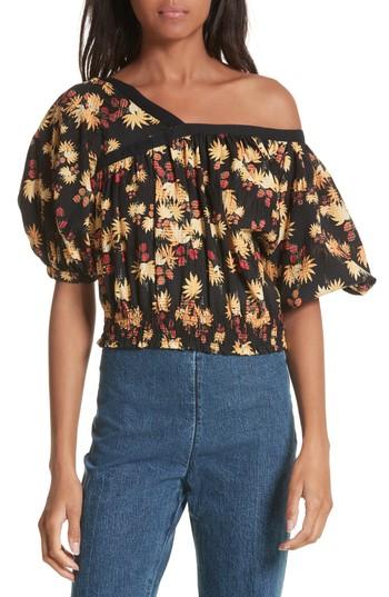 Women's Rachel Comey Delirium Silk & Stretch Cotton Off The Shoulder Top - Black