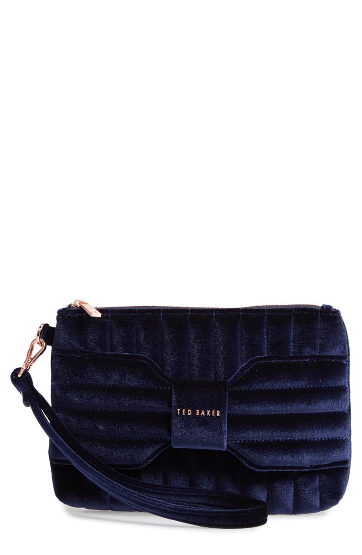 Ted Baker London Junie Bow Quilted Velvet Wristlet -