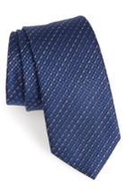 Men's Salvatore Ferragamo Este Solid Silk & Cotton Tie, Size - Blue
