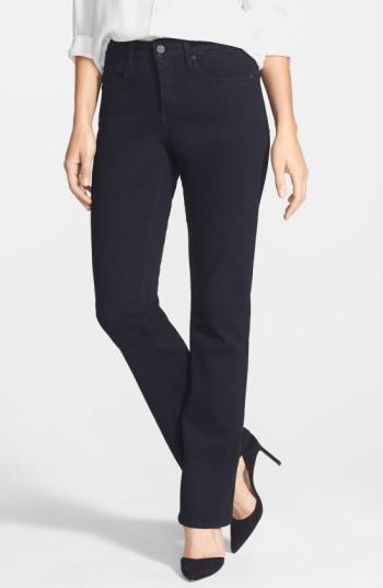 Petite Women's Nydj 'billie' Stretch Mini Bootcut Jeans P - Black