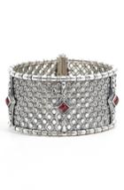 Women's Konstantino Etched Silver & Rhodolite Garnet Cuff Bracelet