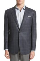 Men's Armani Collezioni G-line Trim Fit Windowpane Wool & Cashmere Sport Coat R Eu - Blue