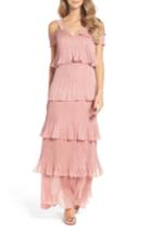 Women's True Decadence By Glamorous Cold Shoulder Ruffle Gown - Pink