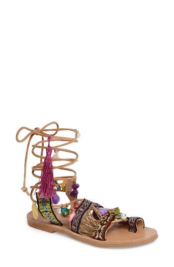 Women's Mabu By Maria Bk Alkidameia Fringed Charm Sandal Eu - Brown