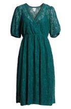 Women's Hinge Puff Sleeve Lace Dress, Size - Green