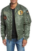 Men's Schott Nyc Highly Decorated Embroidered Flight Jacket - Green