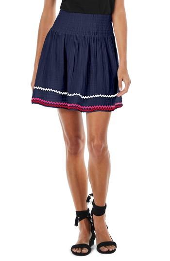 Women's Michael Stars Smocked Rickrack Cotton Skirt - Blue