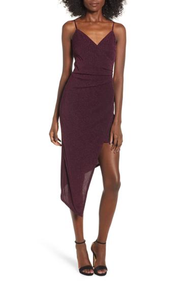 Women's Love, Nickie Lew Metallic Stripe Surplice Dress - Burgundy