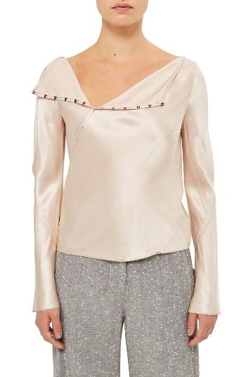 Women's Topshop Unique Inspiral Silk Blouse Us (fits Like 0) - Pink