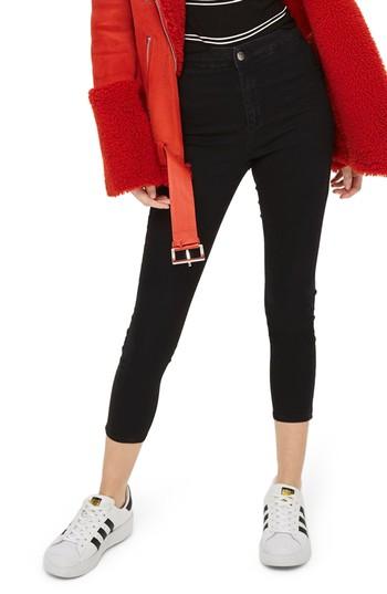 Petite Women's Topshop Joni High Waist Crop Skinny Jeans X 28 - Black