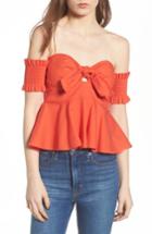 Women's Socialite Smocked Off The Shoulder Top - Orange