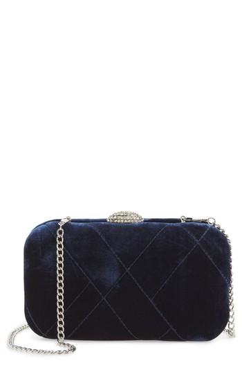 Nina Barlow Quilted Velvet Minaudiere - Blue