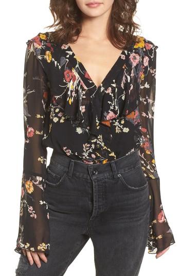 Women's Band Of Gypsies Floral Ruffle Bodysuit
