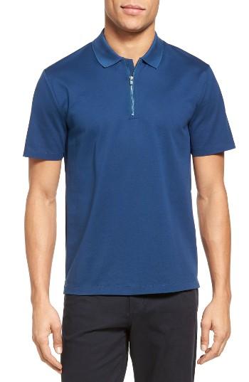 Men's Vince Trim Fit Zip Polo - Blue