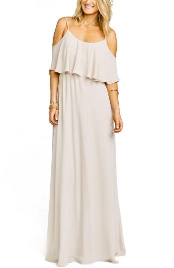 Women's Show Me Your Mumu Caitlin Cold Shoulder Chiffon Gown, Size - Beige