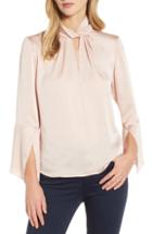 Women's Vince Camuto Twist Neck Handkerchief Sleeve Satin Top - White