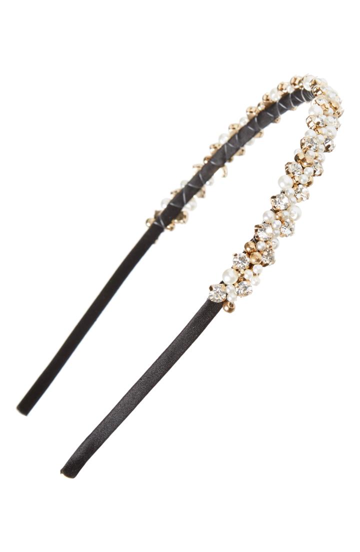 Tasha Imitation Pearl & Crystal Headband, Size - Black