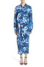 Women's Michael Kors Floral Silk Sarong Dress - Blue