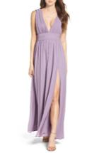 Women's Lulus Plunging V-neck Chiffon Gown - Purple