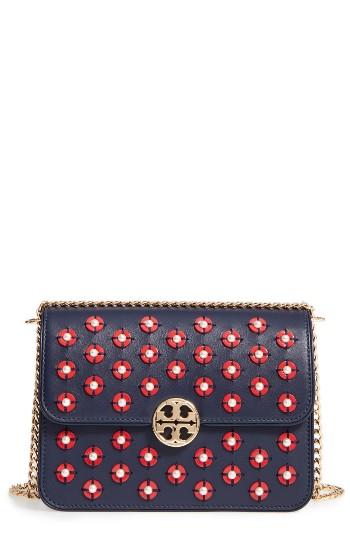 Tory Burch Duet Embellished Leather Shoulder Bag -