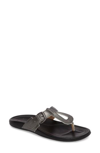 Women's Olukai Lanakila Buckle Flip Flop Women) M - Grey