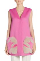 Women's Fendi Genuine Fox Fur Trim Wool Vest Us / 38 It - Pink