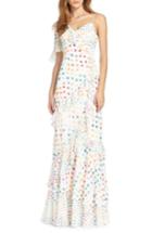 Women's Ml Monique Lhuillier Asymmetrical Ruffle Gown - White