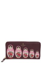Women's Kate Spade New York Ooh La La Stacking Doll Leather Wallet - Burgundy