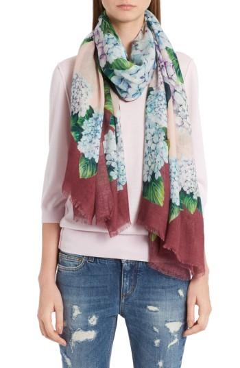 Women's Dolce & Gabbana Hydrangea Print Silk Scarf