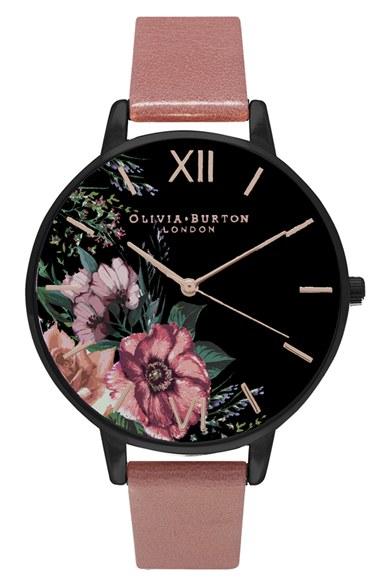 Women's Olivia Burton 'after Dark' Leather Strap Watch, 38mm