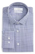 Men's Calibrate Trim Fit Stretch Non-iron Check Dress Shirt 34/35 - Blue